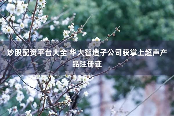 炒股配资平台大全 华大智造子公司获掌上超声产品注册证